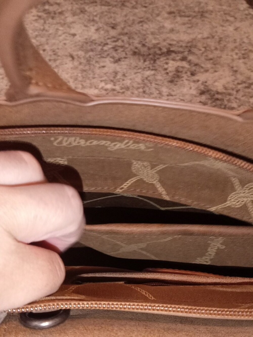 Wrangler Tan Brown Embroidered Crossbody Satchel - Picture 9 of 10
